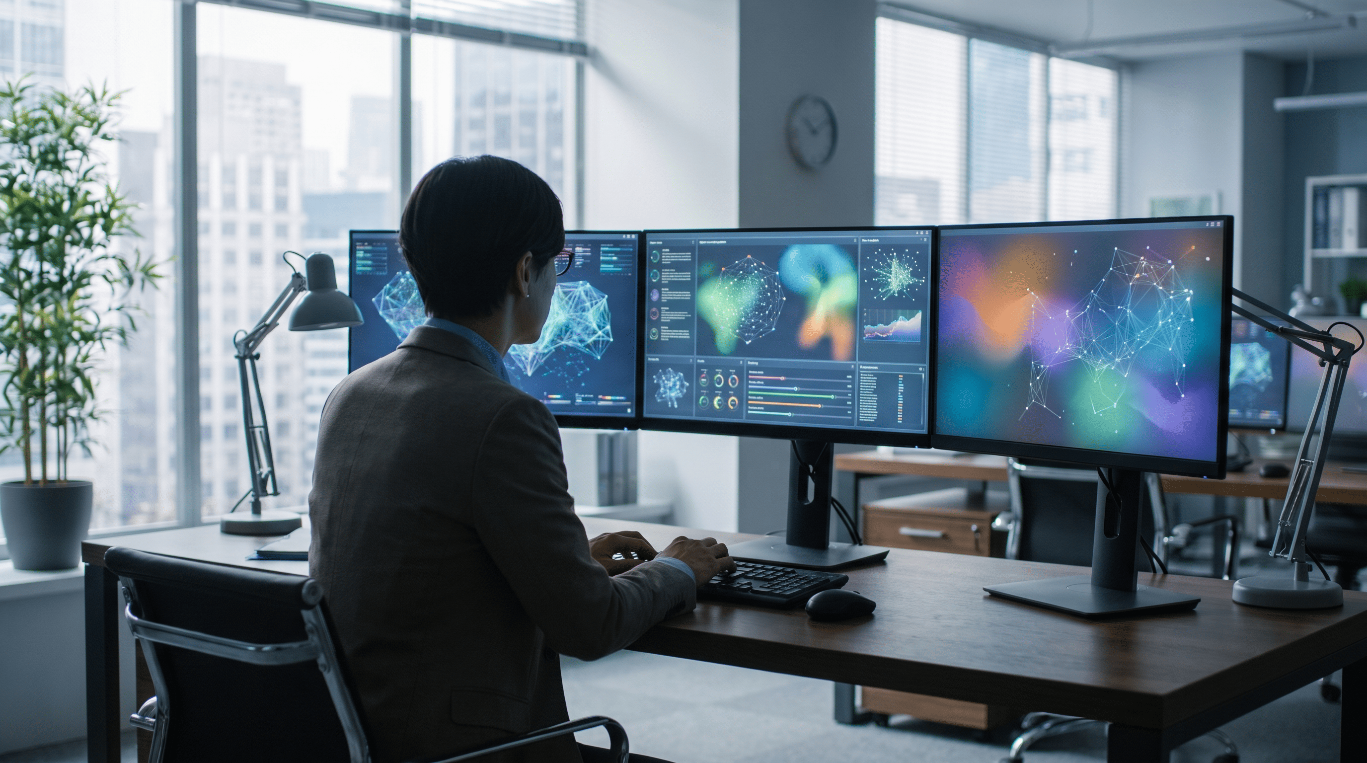 Analyst reviewing data dashboards